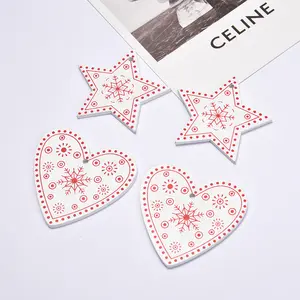 5cm one hole hanging pendant christmas decorations big large heart snowflake design wooden button
