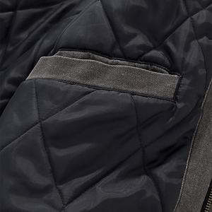 Chaqueta Bomber Unisex de Mezclilla Gris Lavada, Estilo Retro, con Cierre Completo, Detalles de Remaches Metálicos, Bolsillo Lateral con Cremallera, Estilo Urbano - Product Image 3