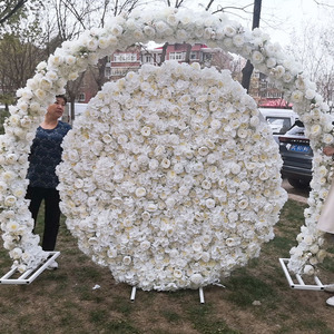 IFG Boda Evento Proveedor Rosas de seda blanca Arco decorativo Arreglo floral Elegante Navidad Boda Arco Marco Decoración - Product Image 1