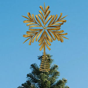 Dropshipping Shopify Iron Christmas <b>Tree</b> Topper Star <b>Ornament</b> Holiday Scene Decor Gold Silver Snowflake - Product Image 6