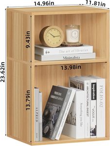 Support tournant à 2 cubes en bois naturel : armoire de rangement pour disques vinyles (capacité de 100 albums) - Mini bibliothèque pour petits espaces - Product Image 3