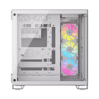 Boîtier en acier Mid-Tower blanc RGB 6500x avec refroidissement liquide 360, structure à double compartiment, panneau en verre panoramique sans pilier, prend en charge le Type-C