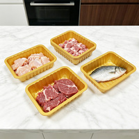 Barquettes d'emballage jetables pour produits frais, adaptées aux supermarchés de fruits et de fruits de mer. Ils peuvent être laminés et personnalisés.