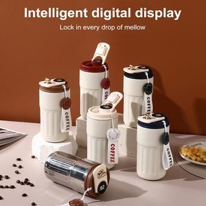 Temperature Display Custom Logo 16oz Eco-Friendly Insulated Stainless Steel Thermos Vacuum Digital LED <b>Smart</b> Coffee Giveaways - Product Image 2