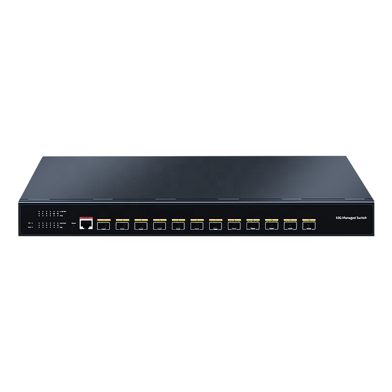 10G Ethernet Switch Managed 10000Mbps 12 Port Optical SFP Network Switch with QoS/VLAN/IGMP/DHCP 1U Rackmount