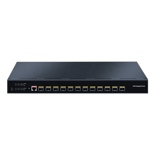 HORACO SWTG3C12F 10G Ethernet Switch 12 Port SFP+ 10000Mbps 240Gbps Capacity Managed QoS/VLAN/IGMP/DHCP 1U Rackmount