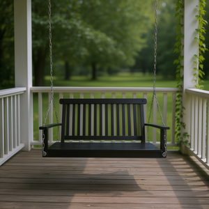Banc balançoire en bois avec accoudoirs pour 2 personnes, chaise suspendue d'extérieur de style traditionnel pour porche, jardin, cour, véranda - Product Image 2