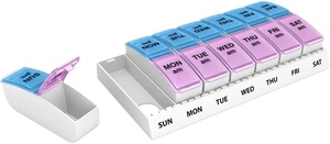 Organisateur de pilules personnalisable pour 7 jours, boîte à pilules hebdomadaire AM/PM avec 14 compartiments - Product Image 3