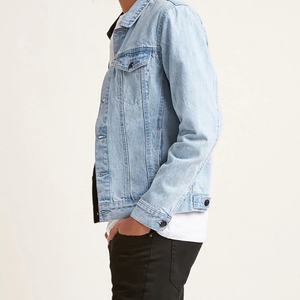 Hot Sale OEM Sevice <b>Mens</b> Half Spliced Blue <b>Black</b> Color Block Patchwork Two-tone Bomber Denim <b>Jeans</b> Jacket for Male - Product Image 5