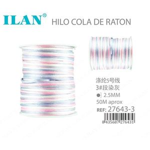 Cordón de cola de ratón Ilan de 2,5 mm, 50 m, teñido por secciones en gris, rosa y blanco, para manualidades y fabricación de joyas - Product Image 2