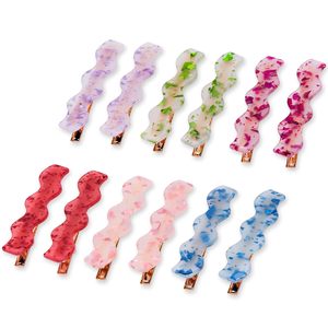 Pinces à cheveux ondulées en acétate de style coréen faites à la main pour femmes, imprimé écaille de tortue et léopard, accessoires de fête pour franges et cheveux latéraux, emballage carton - Product Image 1