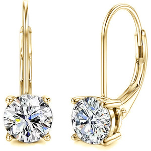 Pendientes de aro tipo huggie de moissanita VVS GRA de 2 quilates con corte redondo de alta calidad, cierre de cobre con relleno de oro de 14K, joyería streetwear para mujer - Product Image 5