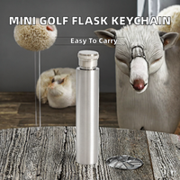 Mini gourde de golf de 30 ml en acier inoxydable avec porte-clés et boucle à pression pour la poche