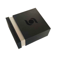 Boîtes en velours recyclables avec logo personnalisé, papier kraft noir de luxe, laminage mat, gaufrage, pour médailles, emballage d'affichage, boîte cadeau
