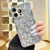 Coque de téléphone transparente en TPU avec motif floral et électroplaqué pour iPhone 11 12 13 14 15 16 17 Pro Max – Accessoires pour téléphones mobiles