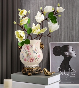 <span class=keywords><strong>Vase</strong></span> en céramique de luxe, arrangement floral de pivoines, décoration de la maison, autre décoration d'hôtel, table à manger en porcelaine craquelée unique personnalisée - Product Image 6
