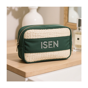 Bolsa de Maquillaje de Paja Tejida Personalizable <span class=keywords><strong>ISEN</strong></span> Neceser de Viaje para Mujer Organizador de Cosméticos - Product Image 4