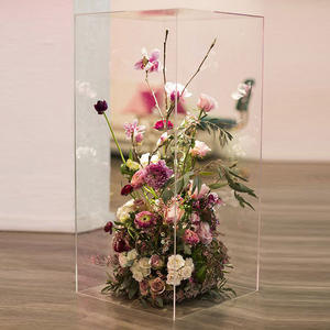 زينة الزفاف حامل طويل مستطيل أنيق شفاف أكريليك طاولة زفاف قطع مركزية حامل زهور قاعدة زهور - Product Image 2