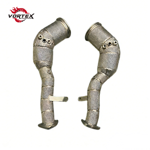 Collecteur d'échappement haute performance en acier inoxydable 304 avec catalyseur pour Audi S6 S7 C8 3.0T V6 2019-2024 avec bouclier thermique, sans voyant d'avertissement moteur - Product Image 1