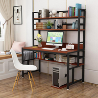 Bureau d'ordinateur double convertible et pivotant, design moderne et simple, avec étagère, en bois, économique
