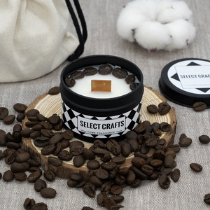 Diseño novedoso, venta al por mayor, <span class=keywords><strong>etiqueta</strong></span> privada personalizada, aroma de café, vela de estaño <span class=keywords><strong>negra</strong></span> Natural de 4oz, velas perfumadas de cera de soja - Product Image 1
