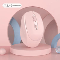 Nouvelle souris silencieuse Rechargeable sans fil 2.4GHz/réglable 1600 DPI/souris rose pour tablette d'ordinateur portable