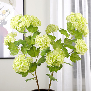 LO-923 Venta al por mayor de <span class=keywords><strong>flores</strong></span> <span class=keywords><strong>artificiales</strong></span> de hortensias de bolas de nieve impresas en 3D, ramo de 5 cabezas y 85 cm, para decoración del hogar y eventos, <span class=keywords><strong>flores</strong></span> <span class=keywords><strong>artificiales</strong></span>. - Product Image 1
