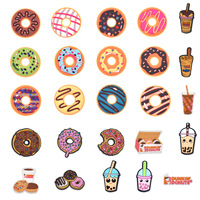 Breloques personnalisées pour sabots de filles, ensemble de pin's en PVC imperméables mignons et tendance en forme de donut et de dessert, décorations pour sandales, coffret cadeau