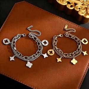 Bracelets et breloques de créateur en acier inoxydable 316L, résistants au ternissement et imperméables, plaqués or 14K 18K, pour la vente en gros - Product Image 2