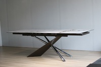 Table à manger pliable 4 places en verre trempé avec pieds en métal extensibles, style moderne et luxueux, pour hôtel, appartement, salle à manger