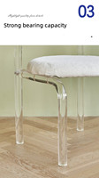 Tabouret de restaurant de style nordique, table à langer simple, thème princesse en cristal, chaise de salle à manger en acrylique transparent avec coussin