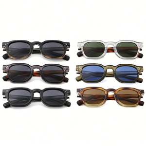 Lunettes de soleil polygonales rétro personnalisées avec logo, unisexes, en TR90, protection UV400, motif léopard, en acétate CP, pour hommes et femmes - Product Image 4