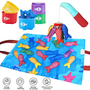Jeu de pêche en tissu Montessori, jouet éducatif précoce, jouet de puzzle de comptage pour bébé, gobelets imbriqués avec sac de rangement - Product Image 2