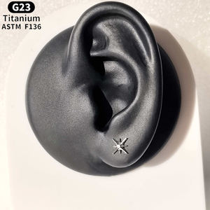 Bông tai titan nguyên chất Rui Qian ASTM F136, phụ kiện xỏ khuyên ren trong, titan G23, bông tai nữ thời trang - Product Image 3