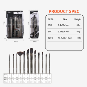 Giorgione – Lot de 6 <span class=keywords><strong>pinceaux</strong></span> à tête plate noir canon, stock direct usine, personnalisables multi-spécifications, vente en gros, pour artistes peintres - Product Image 6
