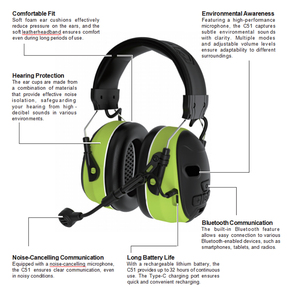 Protección Auditiva Bluetooth, Orejeras Electrónicas de Seguridad, Comunicación, Reducción de Ruido, con Micrófono de Captación de Sonido - Product Image 3