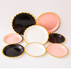 Padi <b>Disposable</b> Paper <b>Plates</b> Gold Trim 7 Inch Modern Simple Style For Party Wedding Birthday - Product Image 2