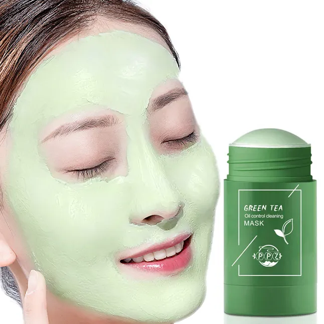 Private Label Face Skin Care Organic Control Oil Facial Purifying Acne Green Tea Clay Mask Stick
