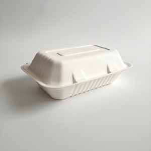 9 6 inch biodegradable bagasse pulp food container large clamshell pulp box thick sugar cane paper pulp packaging