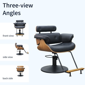 Fauteuil de Barbier Ergonomique Moderne en Cuir PU, Style Salon Mid-Century, Mobilier Professionnel de Coiffure, Rotation à 360 Degrés - Product Image 2