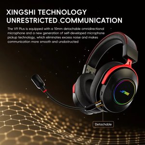 <span class=keywords><strong>Casque</strong></span> de jeu <span class=keywords><strong>sans</strong></span> <span class=keywords><strong>fil</strong></span> OEM JINMS V9 Plus avec batterie remplaçable, logo personnalisé, son surround virtuel 7.1, RGB, léger - Product Image 3