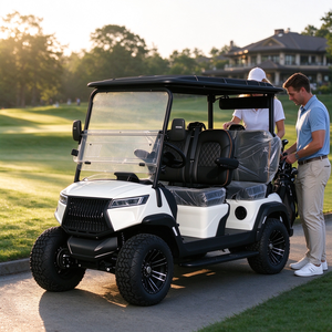 Carrito de golf eléctrico de lujo para 4 personas con parabrisas, vehículo todoterreno para campo de golf - Product Image 1