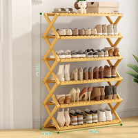 Étagère à chaussures pliable en bambou sans assemblage, présentoir à plantes pliable, organisateur de chaussures à 5 niveaux, range-chaussures en bambou