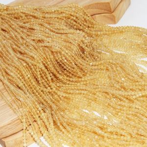 Perles de citrine naturelle facettées rondes 2mm 3mm 4mm, perles de quartz pour la fabrication de bijoux, vente en gros - Product Image 5