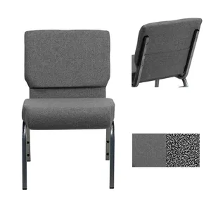 Wholesale Sales New Design Church Chair Metal Stackable Auditorium Seat Linen Fabric Church Chairs For Sale