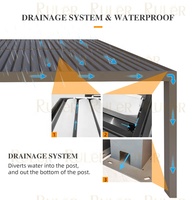 Pérgola Eléctrica Impermeable para Exteriores, Techo de Pérgola para Jardín, Gazebo Ajustable con Techo de Aluminio