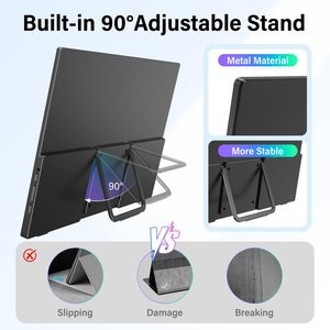 Moniteur LED portable plat de 16 pouces FHD 1920X1200 180Hz avec prise audio HDMI Type C pour ordinateur portable <span class=keywords><strong>Mac</strong></span> Smartphone PS5 - Product Image 6
