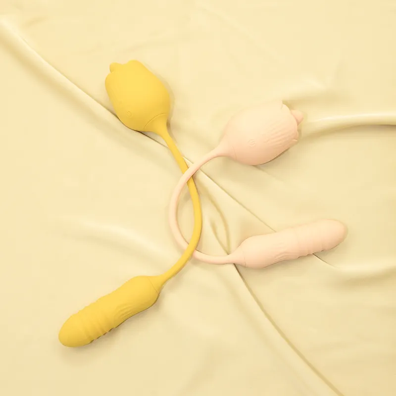 Mainan seks silikon penjualan populer bentuk mawar Vibrator penjilat dan Vibrator dapat diregangkan 10 frekuensi mainan seks penjilat lidah