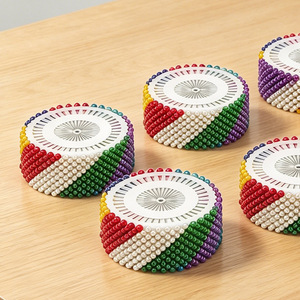 Colored Dressmaking <b>Pins</b> 20mm Round Head Stainless Steel Sewing <b>Pins</b> For Clothing Crafting Fixed Beaded Design - Product Image 2