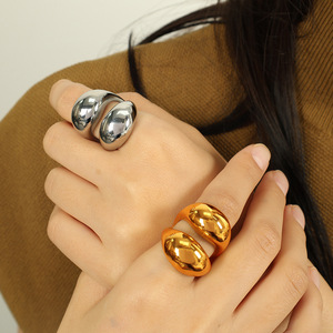 Fashion <b>Rings</b> Double Layered Ball Shape Gold <b>Silver</b> Plated Titanium Steel Unisex Party Jewelry - Product Image 4